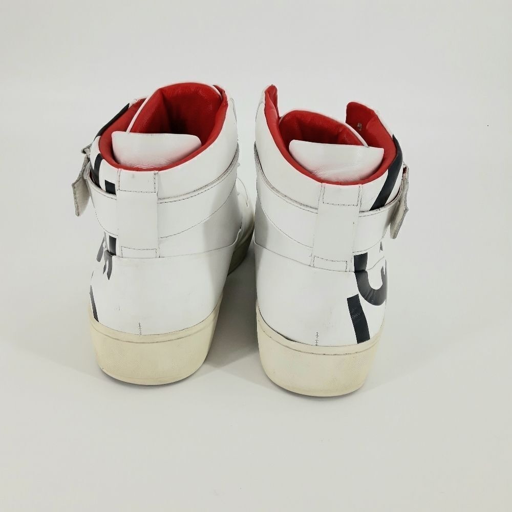 Y2K Calvin Klein Spell Out High Top Sneakers Sz 11 Navin Nappa Logo White Black - Picture 7 of 11